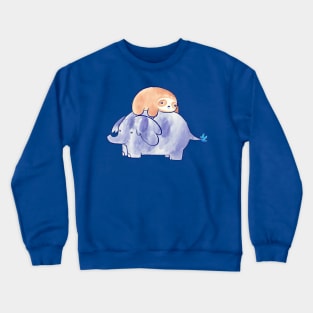 Little Sloth and Elephant Watercolor Crewneck Sweatshirt